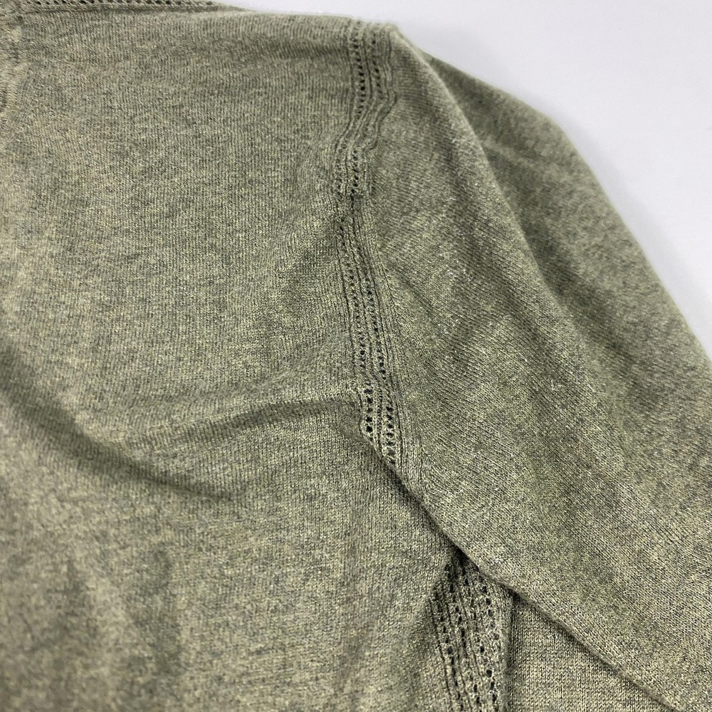White + Warren Sweater Womens Medium Green‎ Cotton Silk Blend Crewneck Pullover - Picture 4 of 9